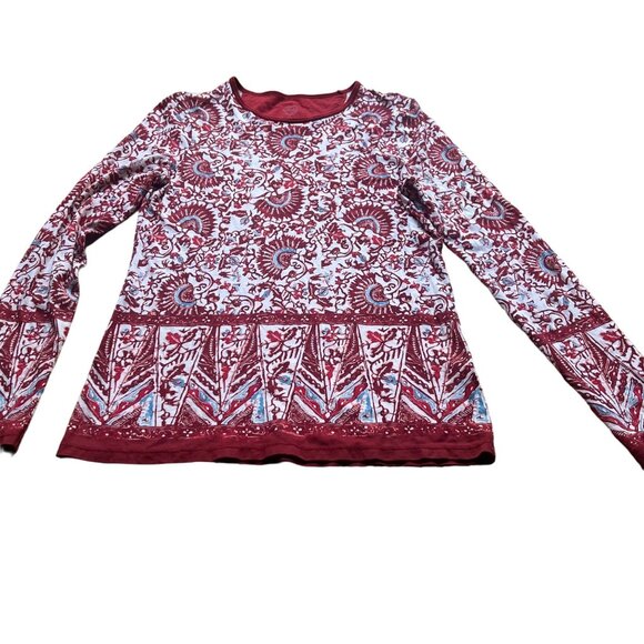 Tory Burch Tops - Tory Burch Size XS Rd Paisley 100% Pima Cotton Crew Neck Long Sleeve Shirt